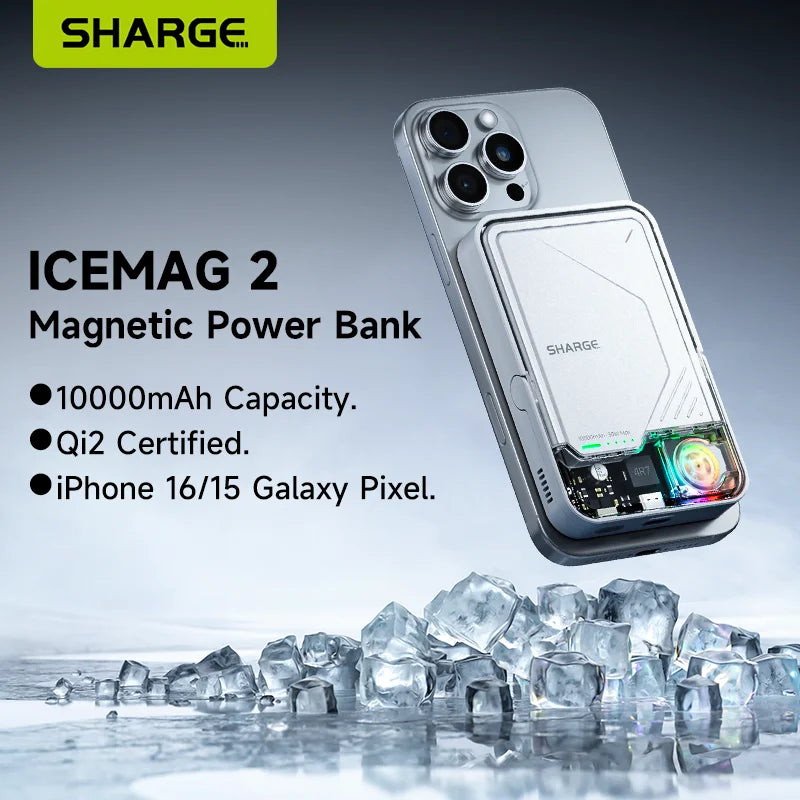 ICEMAG 2 Power Bank Active Cooling 10000Mah Magnetic Battery Pack Qi2 Certified 15W Magsafe Portable Charger for Iphone16